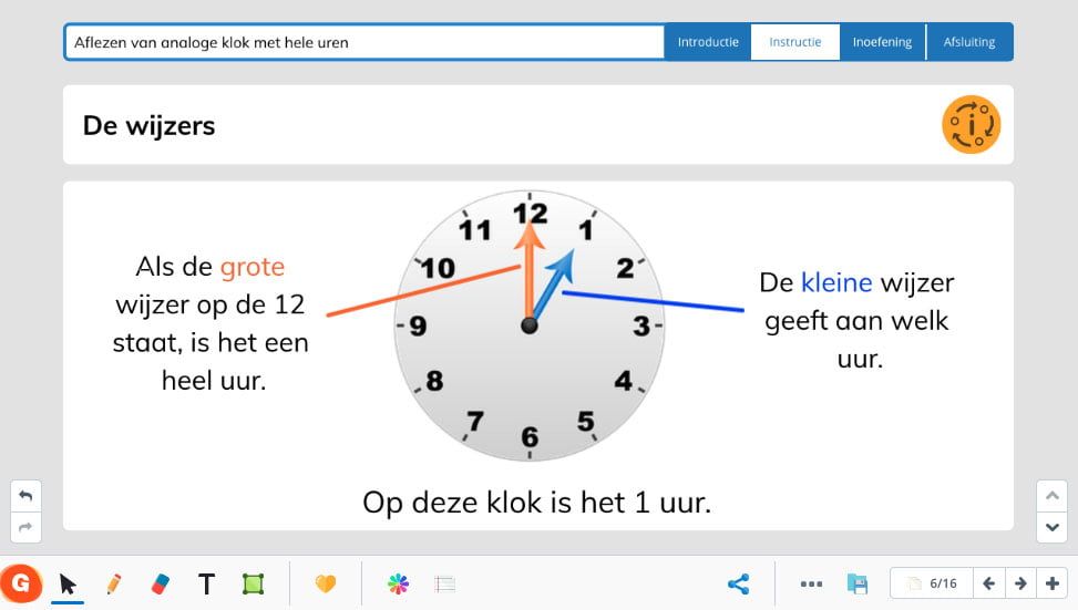 Voorbeeld instructieles klokkijken